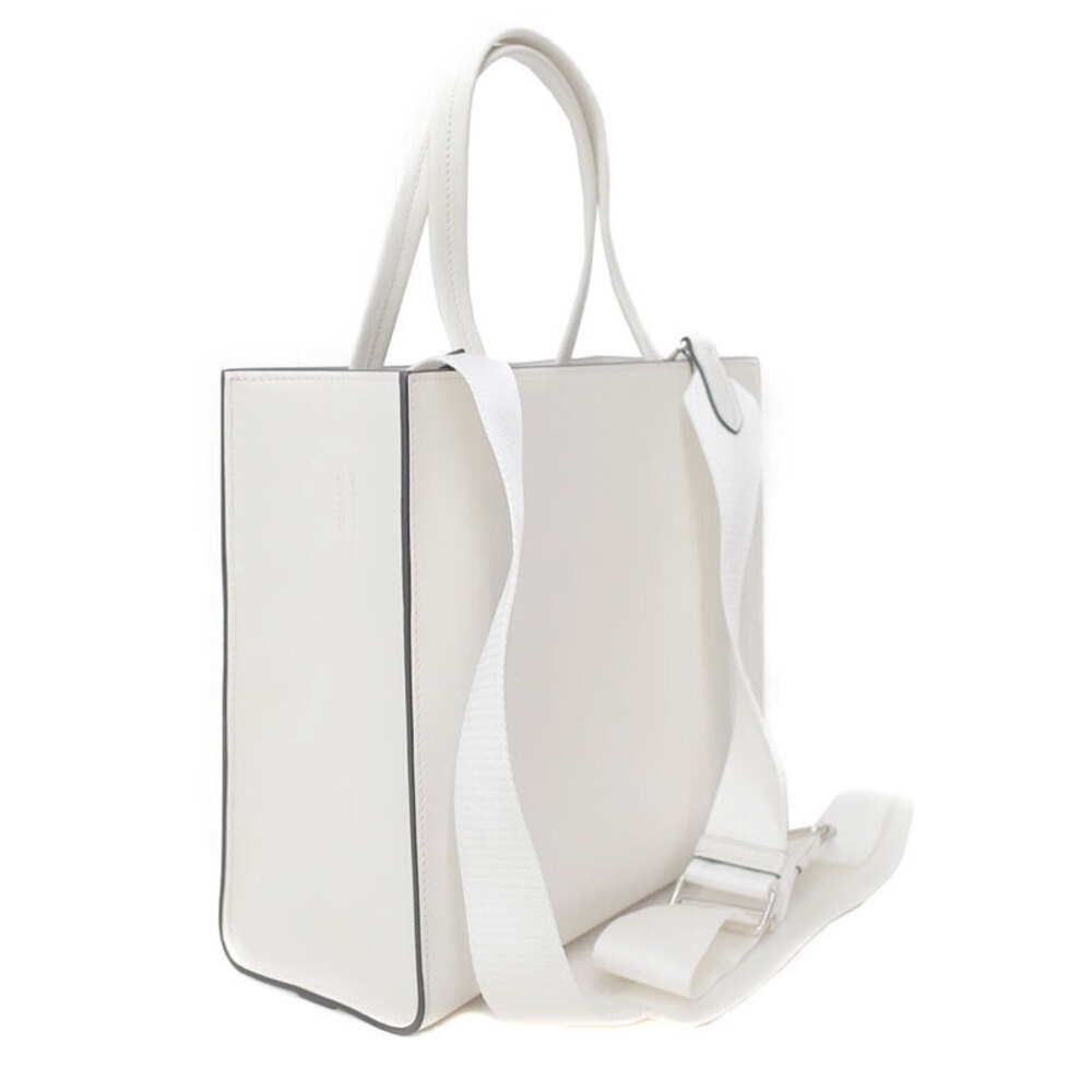 PRADA Embossed Triangle Logo Tote Bag White - Picture 2 of 9